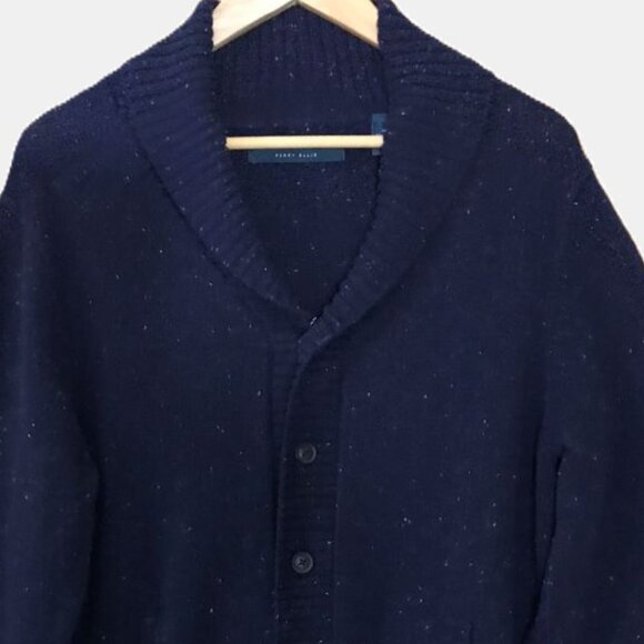 Perry Ellis Navy Blue Shawl Collar Cardigan – Size M - Picture 2 of 6